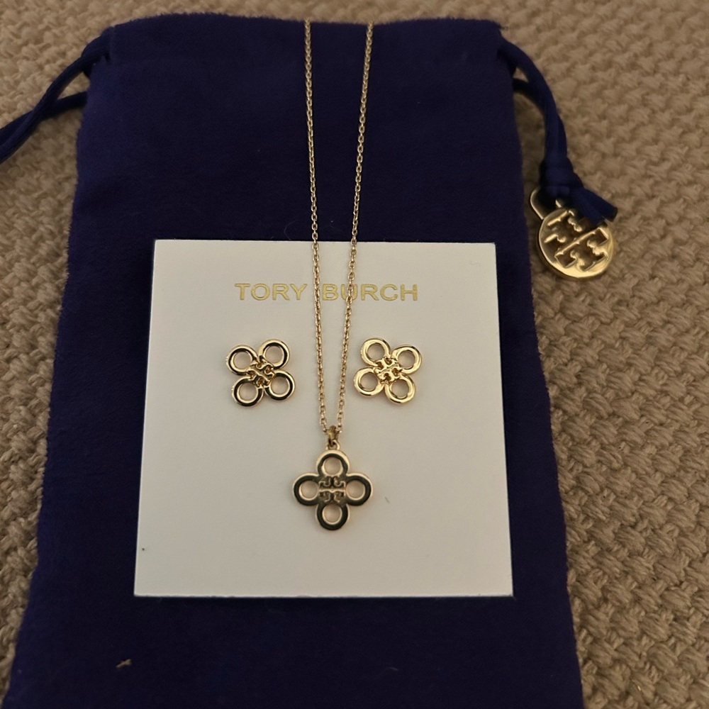 Tory Burch Kira Clover Necklace and Earrings